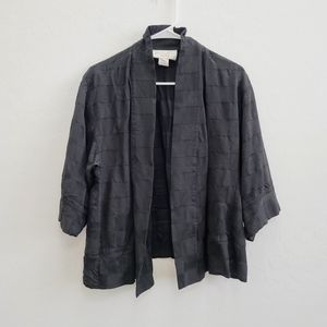 You Hui Collection Black Open Front Kimono Top Women's Size Large